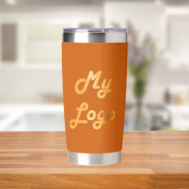 Unternehmen mit orangefarbenem Logo Thermobecher
