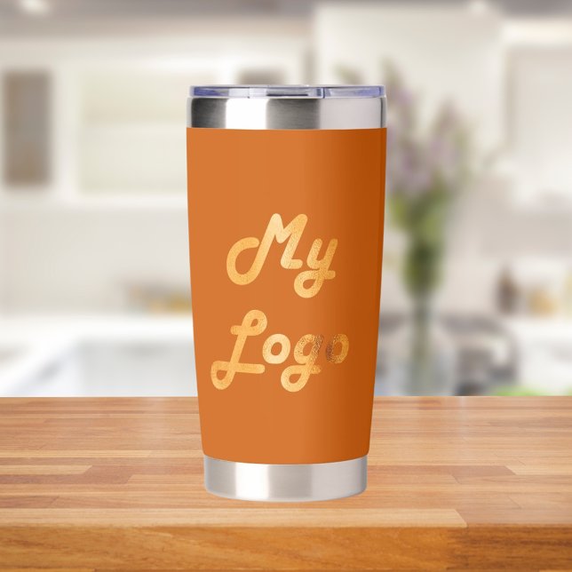 Unternehmen mit orangefarbenem Logo Thermobecher (Von Creator hochgeladen)