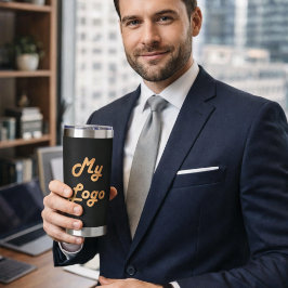 Unternehmen mit schwarzem Logo Thermobecher