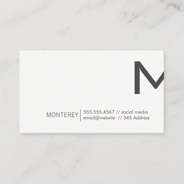 Unternehmen | Monogramm Split (dunkelgrau) Visitenkarte (Vorderseite)