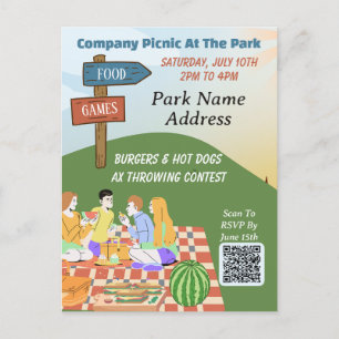 Unternehmen Picnic Summer QR Code Food Games Postk Einladungspostkarte