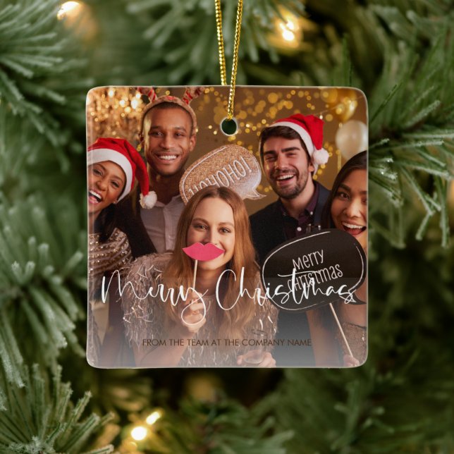 Unternehmen QR Code Foto Frohe Weihnachtsgeschenk Keramikornament (Baum)