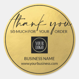 Unternehmen Vielen Dank Gold Black   LOGO hinzufüg Runder Aufkleber