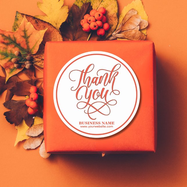 Unternehmen Vielen Dank Red | LOGO hinzufügen Runder Aufkleber (Von Creator hochgeladen)