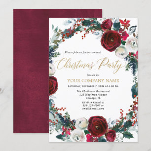 Unternehmen Weihnachten Party elegant bordeauxrot Einladung