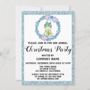 Unternehmen Weihnachten Party Light Blue Glitzer W Einladung