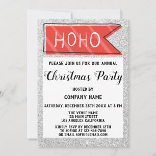 Unternehmen Weihnachten Party Red & Grau Silver Gl Einladung