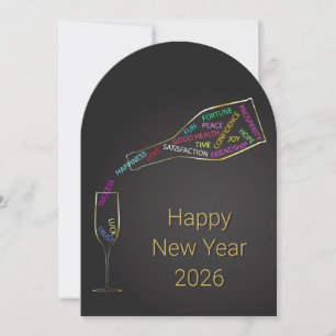 Unternehmens Elegant Neujahr 2026 Flasche Motivati Feiertagskarte