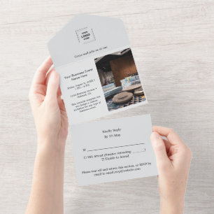 Unternehmens-RSVP-Foto-Einladung für Veranstaltung All In One Einladung