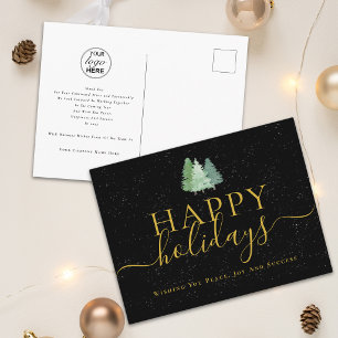 Unternehmens-Weihnachtsgrüße Firmenlogo Tannenbäum Feiertagspostkarte