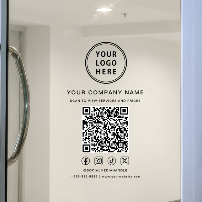 Unternehmenslogo Soziale Medien Erstellen Sie Ihre Fensteraufkleber (Business Logo Social Media Create Your QR Code Window Cling)