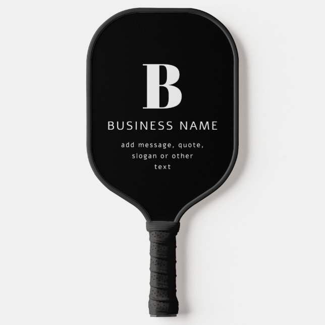 Unternehmensname, Monogramm und zusätzlicher Text  Pickleball Schläger (Vorderseite)