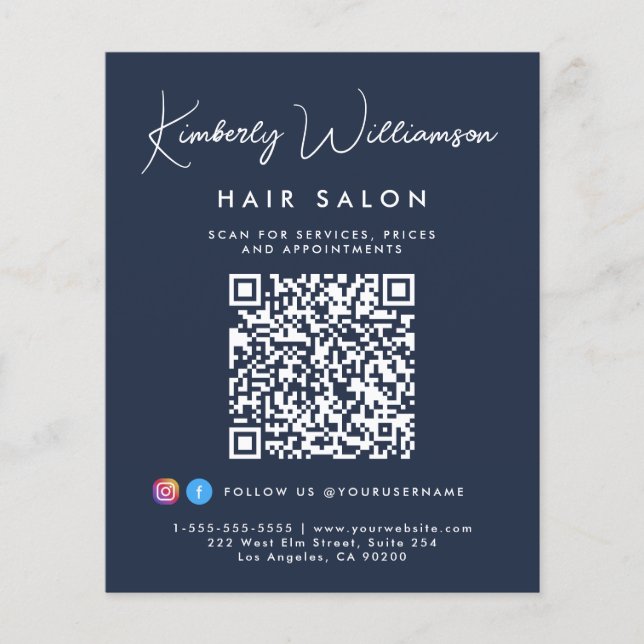 Unternehmensname Unterschrift Schrift QR-Code Blau Flyer (Vorne)