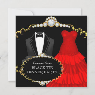 Unternehmensrote Black-Tie-Dinnerparty Einladung