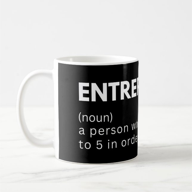 Unternehmer einer Person, die ihre 9 bis 5 im oder Kaffeetasse (Links)