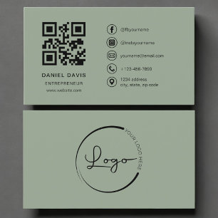 Unternehmer Sage Green Logo QR Code Visitenkarte