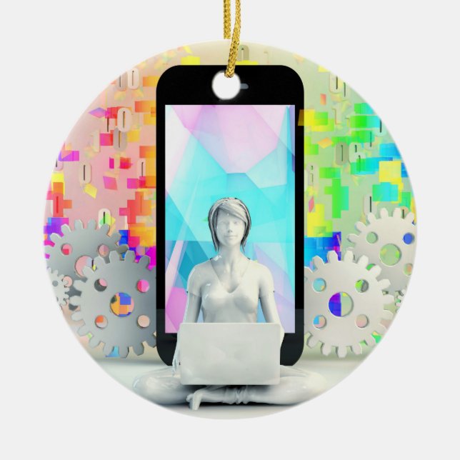 Unternehmerinnen und Ladenbesitzer online Keramik Ornament (Vorne)