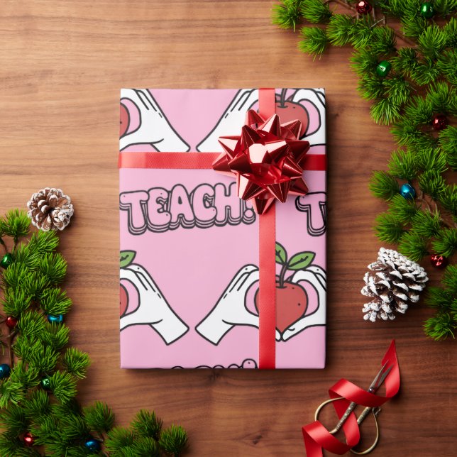 "UNTERRICHTE" Apple & Herz Hände Weihnachtsgeschen Geschenkpapier (Feiertagsgeschenk)