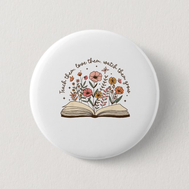 Unterrichte Lehrer Wildflower Zurück zur Schule Er Button (Vorderseite)