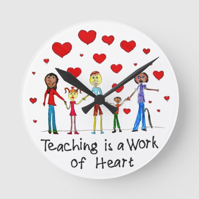 Unterrichten ist ein Werk des Herzens Runde Wanduhr (Vorderseite)