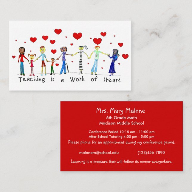 Unterrichten ist ein Werk von Herz-Info-Karten Visitenkarte (Vorne/Hinten)