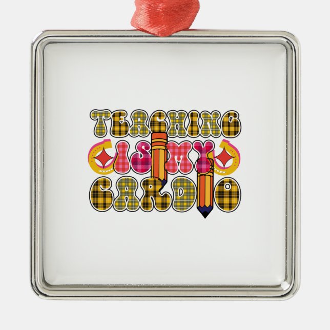 Unterrichten ist mein Cardio Ornament Aus Metall (Vorne)