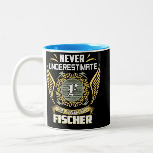 Unterschätze niemals die Macht eines Fischer Zweifarbige Tasse