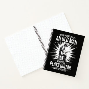 Unterschätze niemals einen alten Mann, der Gitarre Notizbuch