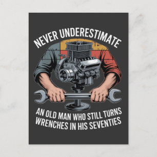 Unterschätze niemals einen Mann, der noch Schraube Einladungspostkarte
