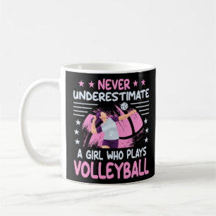 Unterschätzen Sie nie ein Mädchen, das Volleyball  Kaffeetasse