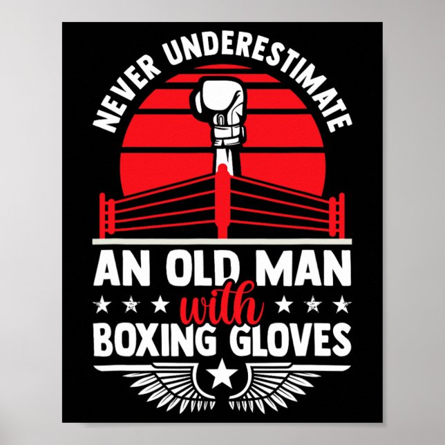 Unterschätzen Sie nie einen alten Mann mit Boxhand Poster (Vorne)