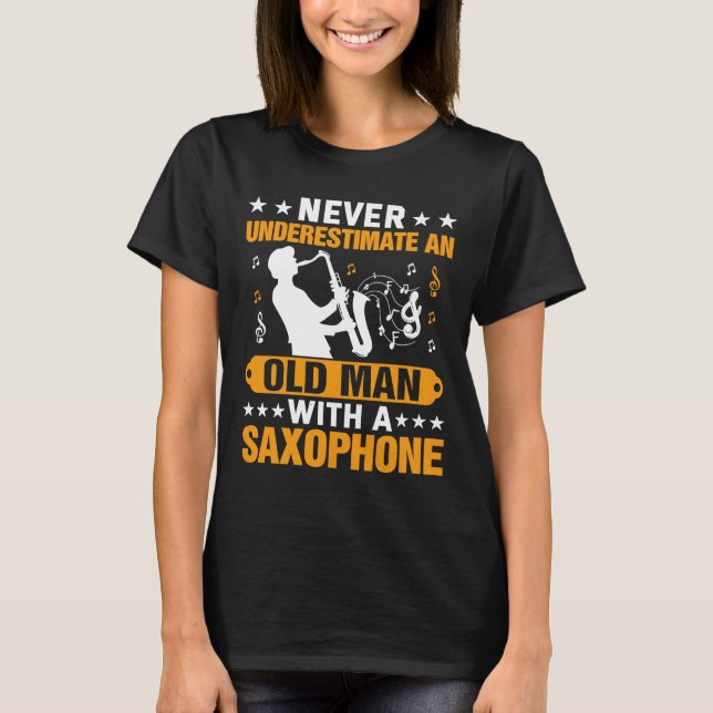 Unterschätzen Sie niemals die Musik des alten Mann T-Shirt (Vorderseite)