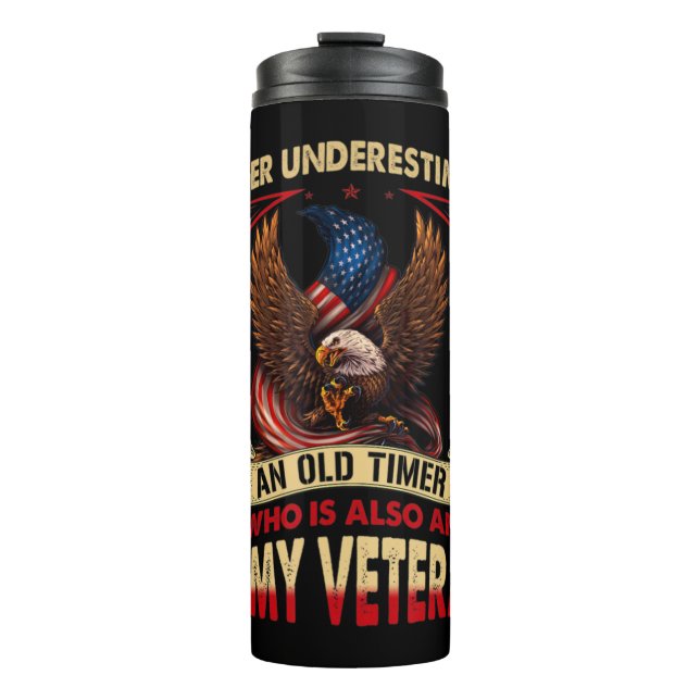 Unterschätzen Sie niemals einen alten Timer, der a Thermosbecher (Vorderseite)