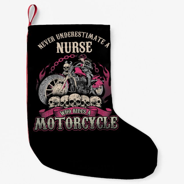 Unterschätzen von Krankenschwestern, die Motorradf Kleiner Weihnachtsstrumpf (Vorderseite)