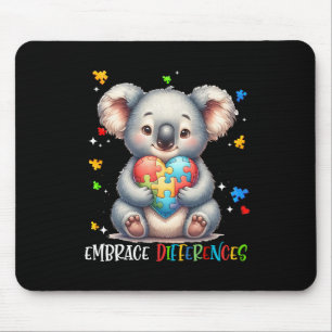 Unterschiede Puzzle Herz Koala Autismus bewusst Um Mousepad