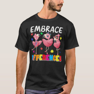 Unterschiede Umarmen Süße Flamingo Liebhaber Autis T-Shirt