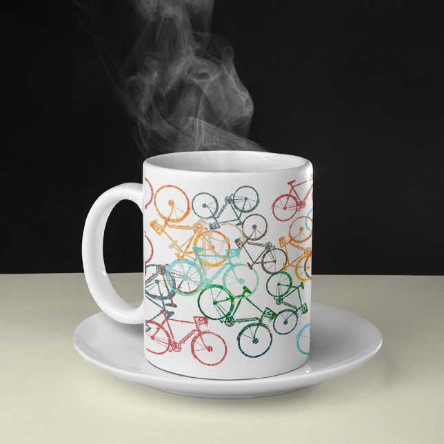 Unterschiedliche Farbräder auf Weiß Tasse (colorful bicycles)