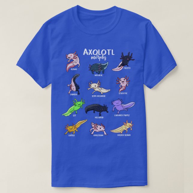 Unterschiedliche Kawaii Axolotl Typen T-Shirt (Design vorne)