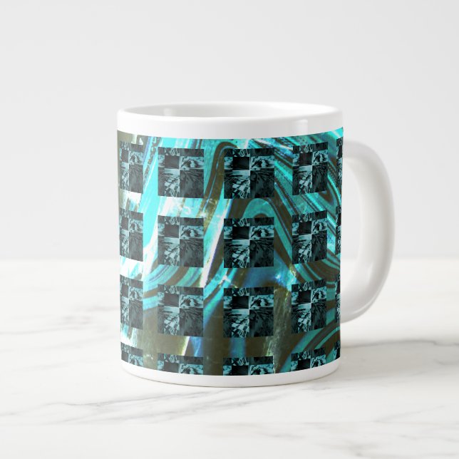 Unterschiedliche Schach-, Quadrat- oder Cyan-Bilde Jumbo-Tasse (Vorderseite Rechts)