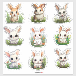 Unterschiedlicher Stil Niedlich Bunny Custom-Cut V Aufkleber