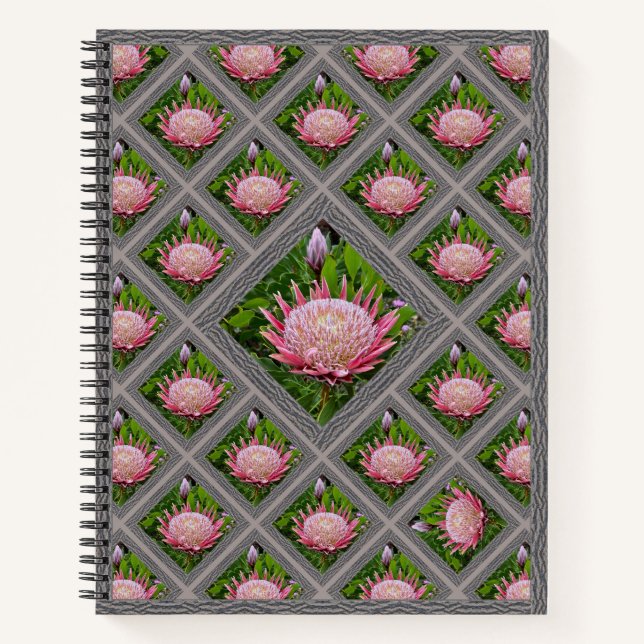 Unterschiedliches Notebook mit hübsch rosa Proteas Notizbuch (Vorderseite)