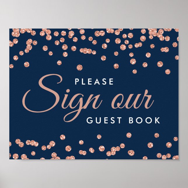 Unterschreiben Sie Guestbook Rose Gold Glitzer Con Poster (Vorne)