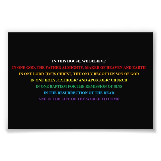 Unterschreiben Sie mit abgekürzter Nicene Creed. Fotodruck (Vorne)