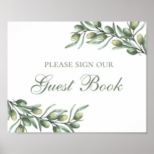 Unterschreiben Sie unser Gästebuch. Oliven. Italie Poster