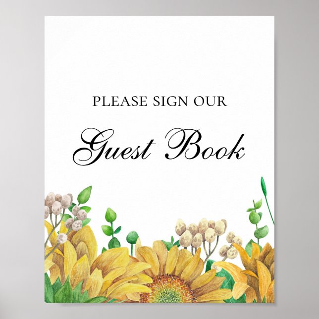 Unterschreiben Sie unser Gästebuch. Rustic Flowers Poster (Vorne)