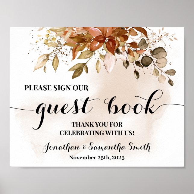 Unterschreiben Sie unser Gästebuch Wedding Herbst  (Vorne)