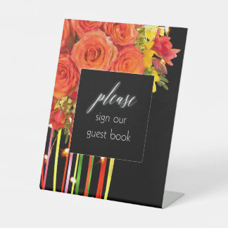 Unterschreiben Unser Gästebeschild - bunt boho Pla Sockelschild