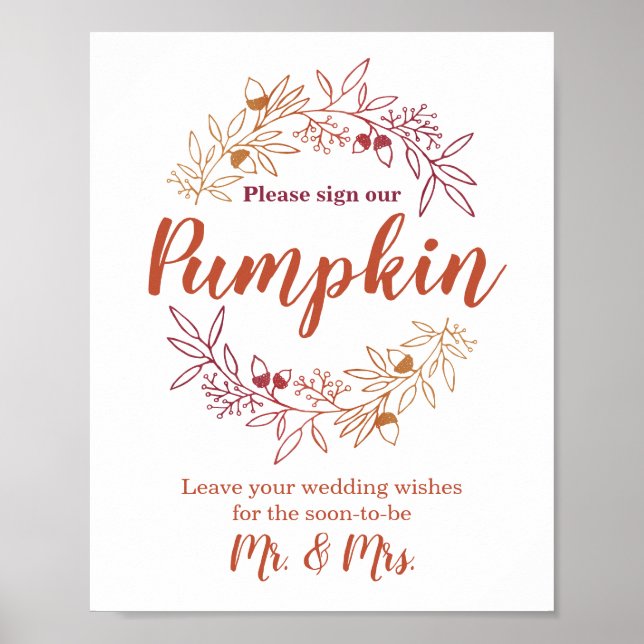 Unterschreiben Unser Pumpkin Wedding Verlobung Gäs Poster (Vorne)