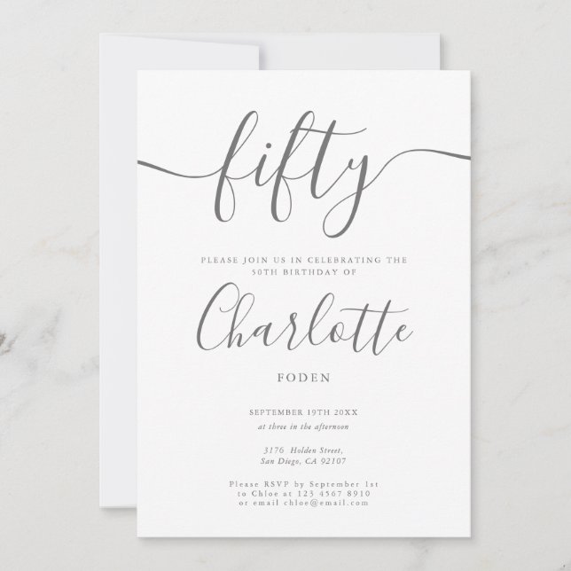 Unterschrift 50. Geburtstag Einladung (Vorderseite)