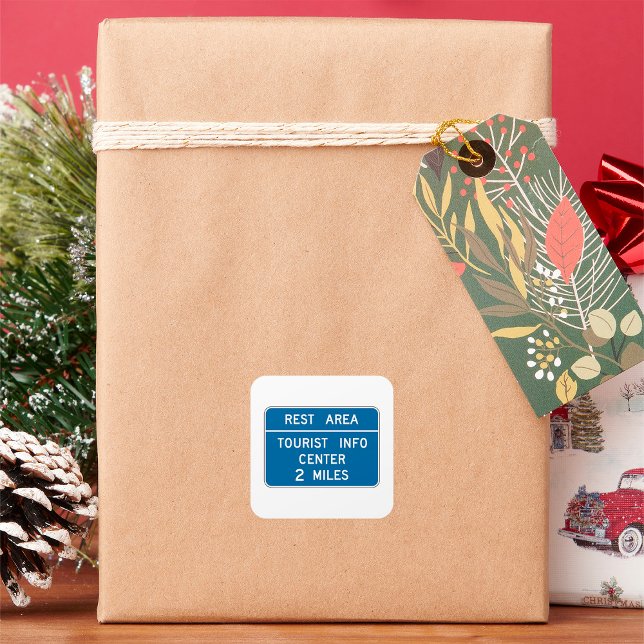 Unterschrift des Fremdenverkehrsinformationszentru Quadratischer Aufkleber (Von Creator hochgeladen)